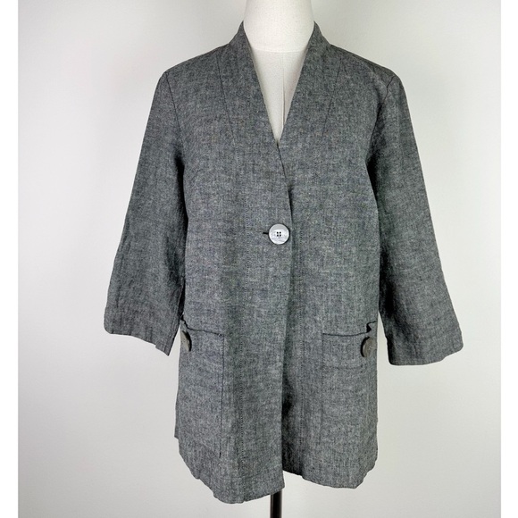 Norm Thompson Vintage Gray Linen-Blend Jacket - Picture 1 of 11